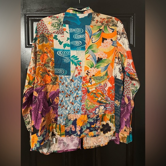 Colorful Patchwork silk blend Shirt - Picture 3 of 6